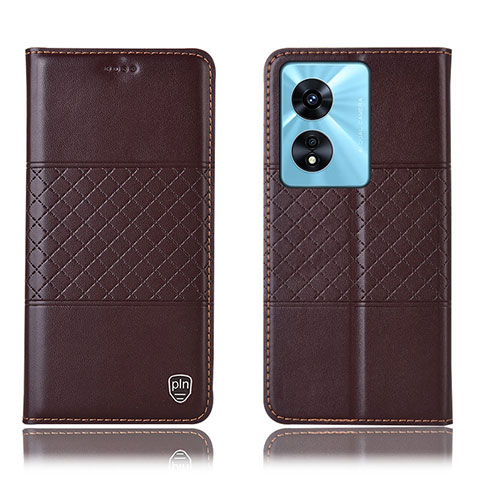 Funda de Cuero Cartera con Soporte Carcasa H07P para Oppo A18 Marron