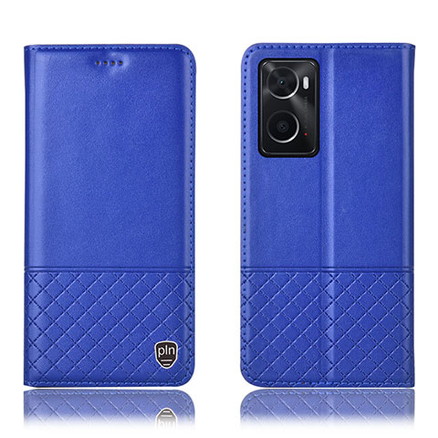 Funda de Cuero Cartera con Soporte Carcasa H07P para Oppo A36 Azul