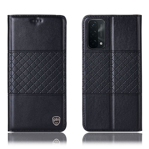 Funda de Cuero Cartera con Soporte Carcasa H07P para Oppo A74 5G Negro