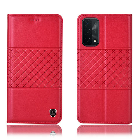 Funda de Cuero Cartera con Soporte Carcasa H07P para Oppo A74 5G Rojo