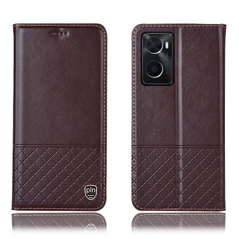 Funda de Cuero Cartera con Soporte Carcasa H07P para Oppo A76 Marron