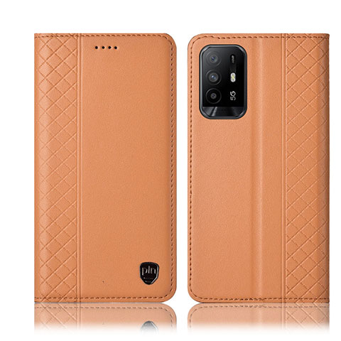 Funda de Cuero Cartera con Soporte Carcasa H07P para Oppo F19 Pro+ Plus 5G Naranja