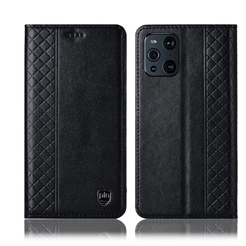 Funda de Cuero Cartera con Soporte Carcasa H07P para Oppo Find X3 Pro 5G Negro