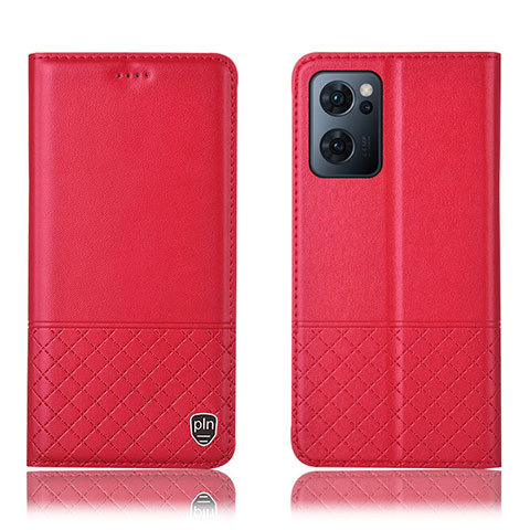 Funda de Cuero Cartera con Soporte Carcasa H07P para Oppo Find X5 Lite 5G Rojo