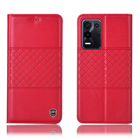 Funda de Cuero Cartera con Soporte Carcasa H07P para Oppo K9X 5G Rojo