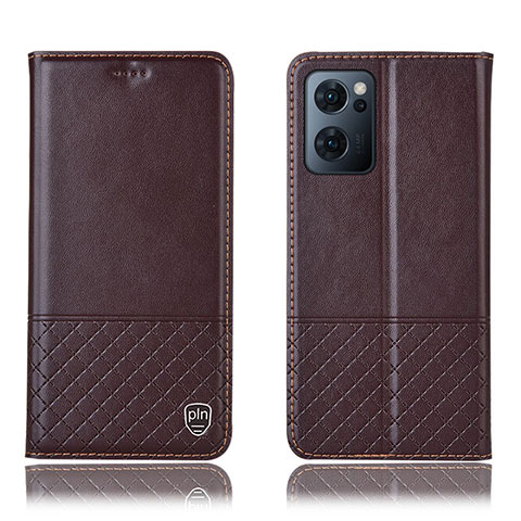 Funda de Cuero Cartera con Soporte Carcasa H07P para Oppo Reno7 5G Marron