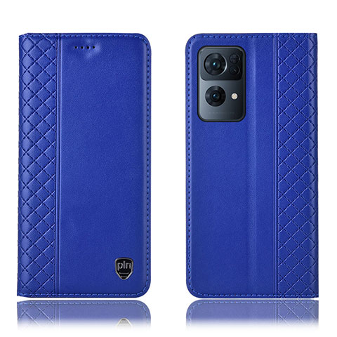 Funda de Cuero Cartera con Soporte Carcasa H07P para Oppo Reno7 Pro 5G Azul