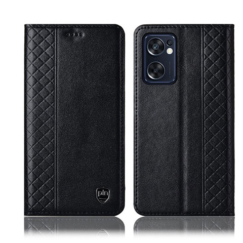 Funda de Cuero Cartera con Soporte Carcasa H07P para Oppo Reno7 SE 5G Negro