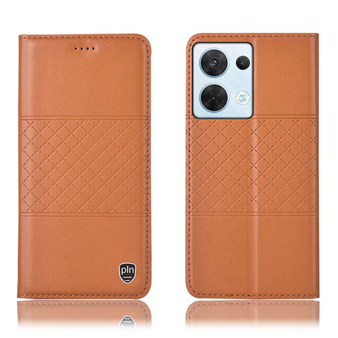 Funda de Cuero Cartera con Soporte Carcasa H07P para Oppo Reno8 5G Naranja