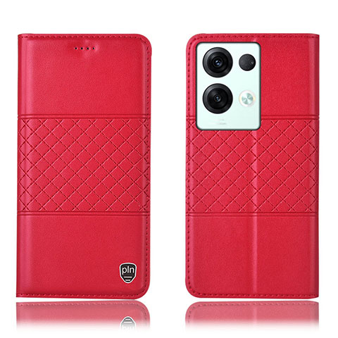 Funda de Cuero Cartera con Soporte Carcasa H07P para Oppo Reno8 Pro 5G Rojo