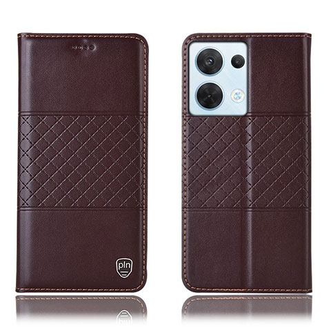 Funda de Cuero Cartera con Soporte Carcasa H07P para Oppo Reno9 5G Marron