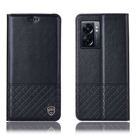 Funda de Cuero Cartera con Soporte Carcasa H07P para Realme V23i 5G Negro