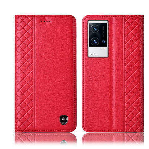 Funda de Cuero Cartera con Soporte Carcasa H07P para Vivo iQOO 8 5G Rojo