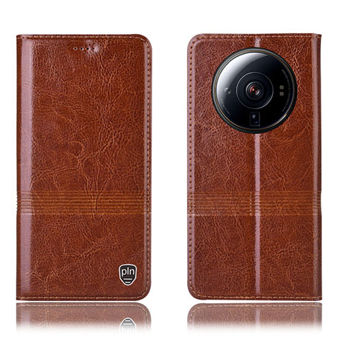 Funda de Cuero Cartera con Soporte Carcasa H07P para Xiaomi Mi 12 Ultra 5G Marron Claro