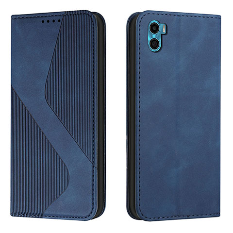 Funda de Cuero Cartera con Soporte Carcasa H07X para Motorola Moto E22S Azul