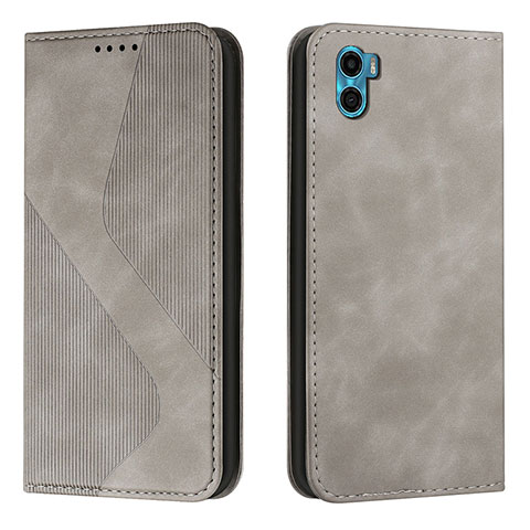 Funda de Cuero Cartera con Soporte Carcasa H07X para Motorola Moto E22S Gris