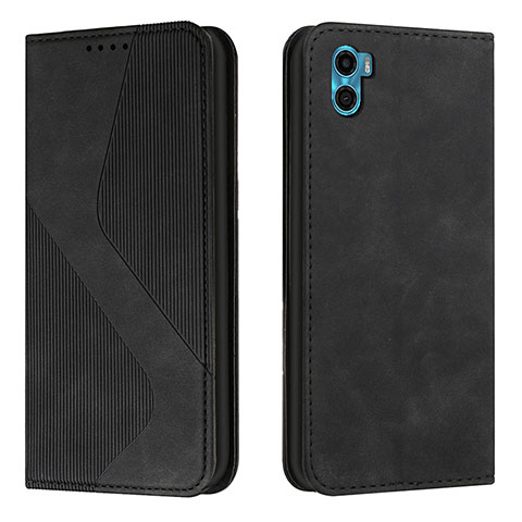 Funda de Cuero Cartera con Soporte Carcasa H07X para Motorola Moto E22S Negro