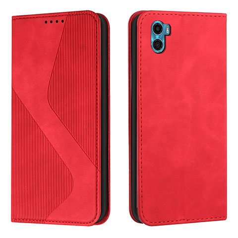 Funda de Cuero Cartera con Soporte Carcasa H07X para Motorola Moto E22S Rojo