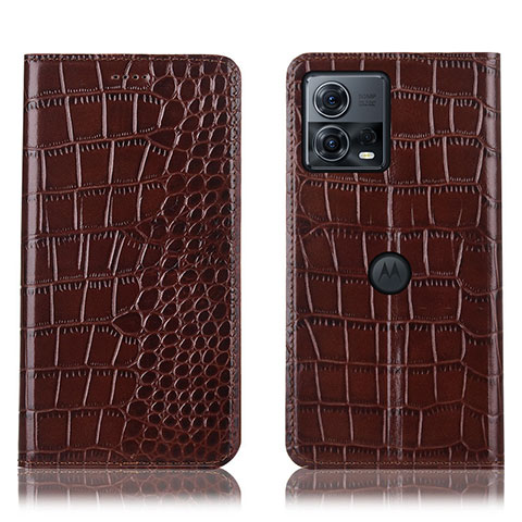 Funda de Cuero Cartera con Soporte Carcasa H08P para Motorola Moto Edge 30 Fusion 5G Marron