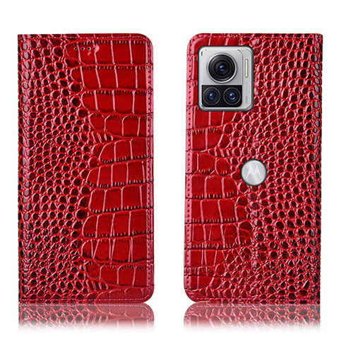 Funda de Cuero Cartera con Soporte Carcasa H08P para Motorola Moto Edge 30 Ultra 5G Rojo