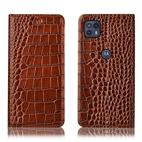 Funda de Cuero Cartera con Soporte Carcasa H08P para Motorola Moto G50 5G Marron Claro