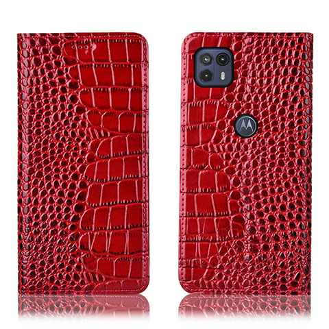 Funda de Cuero Cartera con Soporte Carcasa H08P para Motorola Moto G50 5G Rojo