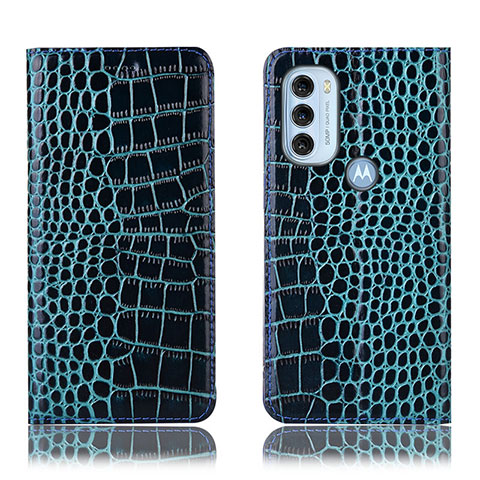 Funda de Cuero Cartera con Soporte Carcasa H08P para Motorola Moto G71 5G Azul