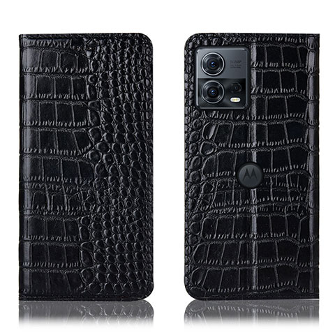 Funda de Cuero Cartera con Soporte Carcasa H08P para Motorola Moto S30 Pro 5G Negro