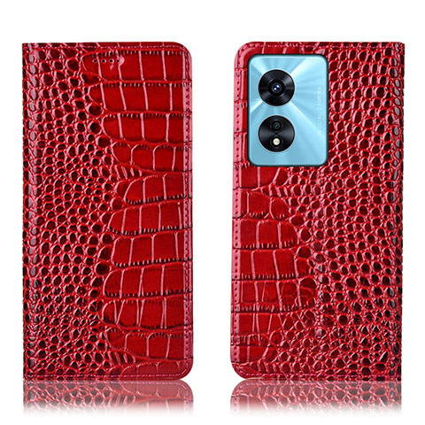 Funda de Cuero Cartera con Soporte Carcasa H08P para Oppo A1 5G Rojo