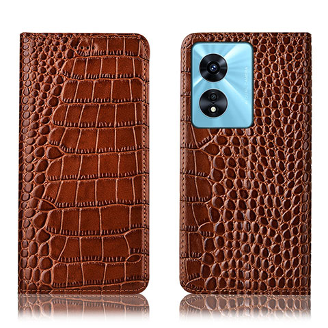 Funda de Cuero Cartera con Soporte Carcasa H08P para Oppo A1 Pro 5G Marron Claro