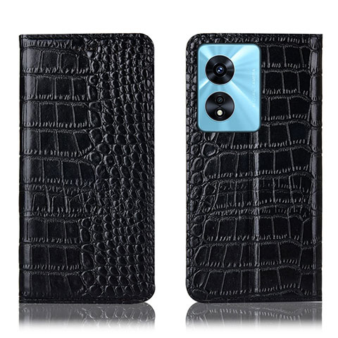 Funda de Cuero Cartera con Soporte Carcasa H08P para Oppo A38 Negro