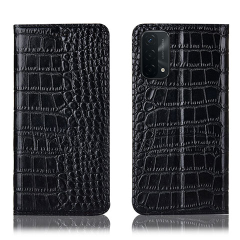 Funda de Cuero Cartera con Soporte Carcasa H08P para Oppo A54 5G Negro