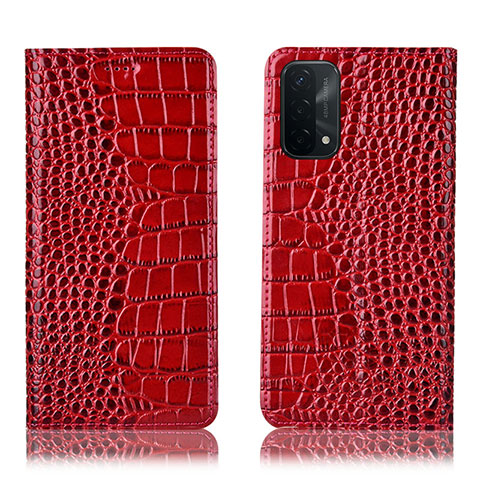 Funda de Cuero Cartera con Soporte Carcasa H08P para Oppo A54 5G Rojo