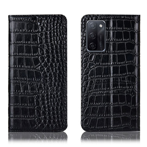 Funda de Cuero Cartera con Soporte Carcasa H08P para Oppo A55S 5G Negro