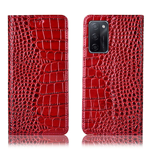 Funda de Cuero Cartera con Soporte Carcasa H08P para Oppo A55S 5G Rojo