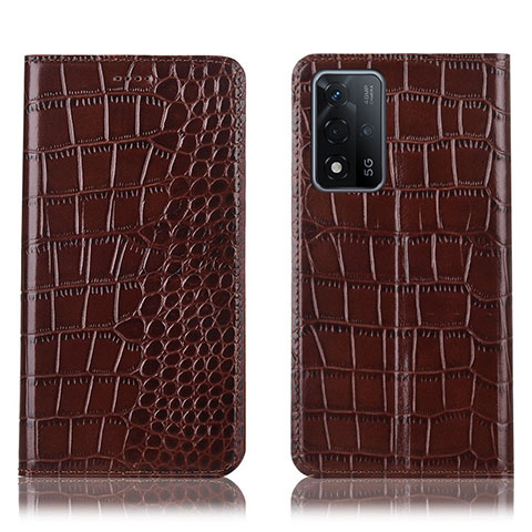 Funda de Cuero Cartera con Soporte Carcasa H08P para Oppo A93s 5G Marron