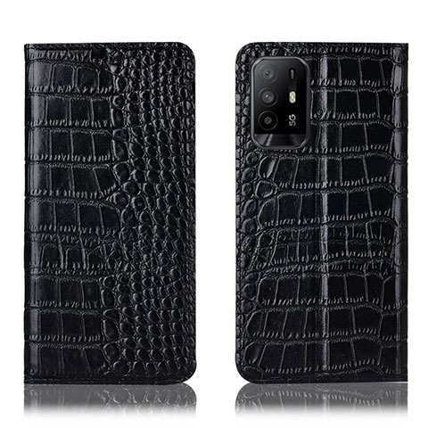 Funda de Cuero Cartera con Soporte Carcasa H08P para Oppo A95 5G Negro