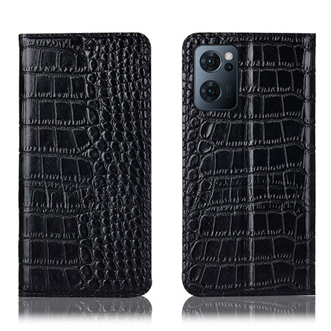 Funda de Cuero Cartera con Soporte Carcasa H08P para Oppo Find X5 Lite 5G Negro