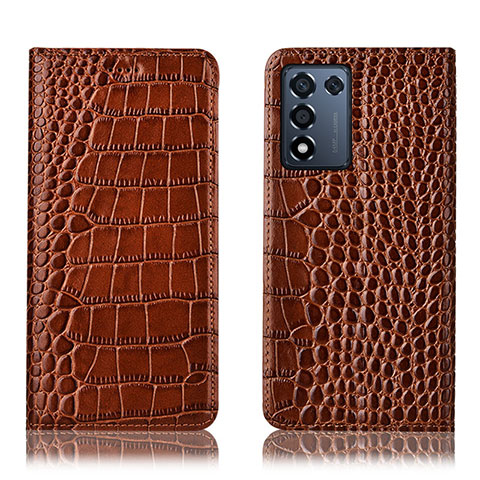 Funda de Cuero Cartera con Soporte Carcasa H08P para Oppo K9S 5G Marron Claro