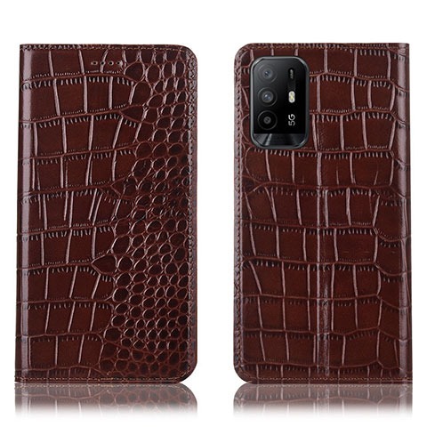 Funda de Cuero Cartera con Soporte Carcasa H08P para Oppo Reno5 Z 5G Marron