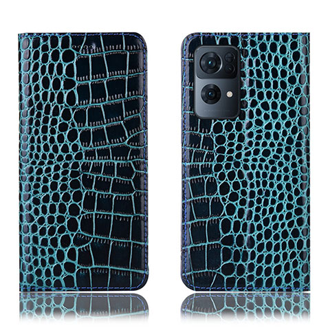 Funda de Cuero Cartera con Soporte Carcasa H08P para Oppo Reno7 Pro 5G Azul