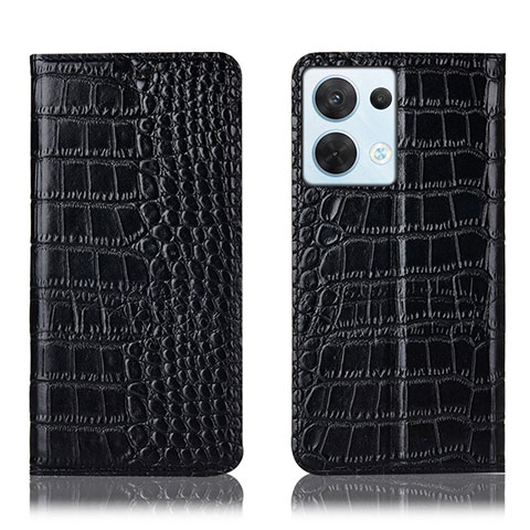 Funda de Cuero Cartera con Soporte Carcasa H08P para Oppo Reno8 5G Negro