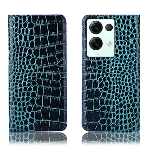 Funda de Cuero Cartera con Soporte Carcasa H08P para Oppo Reno8 Pro 5G Azul