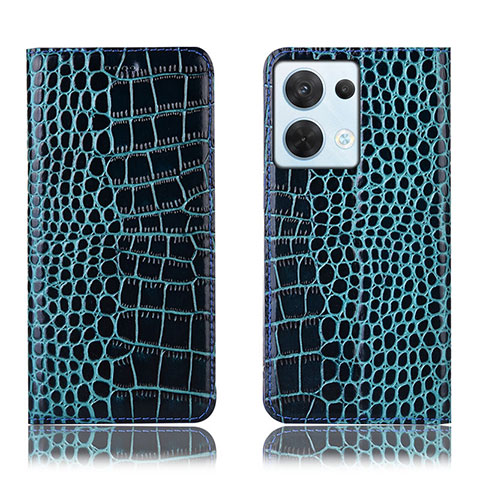 Funda de Cuero Cartera con Soporte Carcasa H08P para Oppo Reno9 Pro 5G Azul