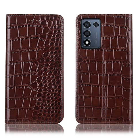 Funda de Cuero Cartera con Soporte Carcasa H08P para Realme 9 SE 5G Marron