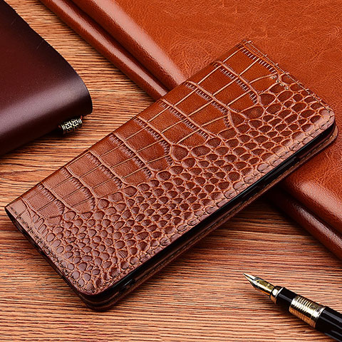 Funda de Cuero Cartera con Soporte Carcasa H08P para Vivo V23e 5G Marron Claro