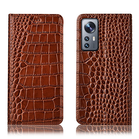 Funda de Cuero Cartera con Soporte Carcasa H08P para Xiaomi Mi 12 Lite 5G Marron Claro