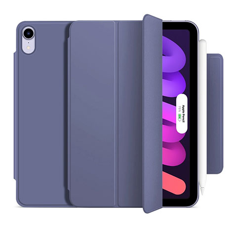 Funda de Cuero Cartera con Soporte Carcasa H09 para Apple iPad Mini 6 Gris Lavanda