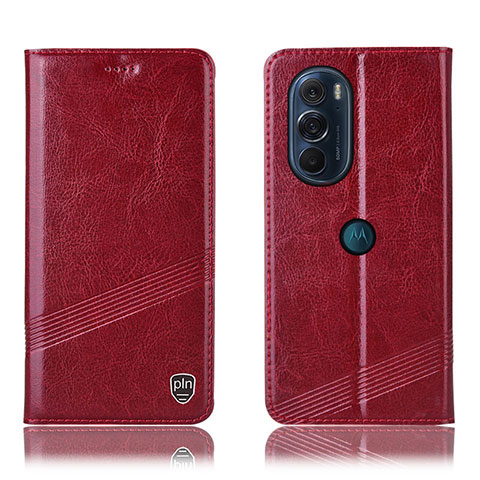 Funda de Cuero Cartera con Soporte Carcasa H09P para Motorola Moto Edge 30 Pro 5G Rojo