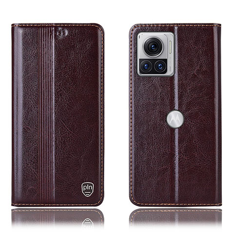 Funda de Cuero Cartera con Soporte Carcasa H09P para Motorola Moto Edge 30 Ultra 5G Marron